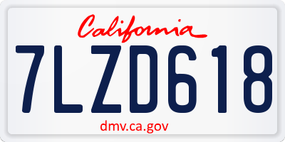 CA license plate 7LZD618