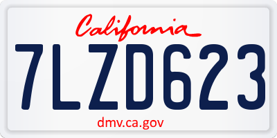 CA license plate 7LZD623