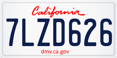 CA license plate 7LZD626