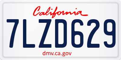 CA license plate 7LZD629