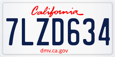 CA license plate 7LZD634