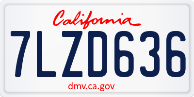 CA license plate 7LZD636