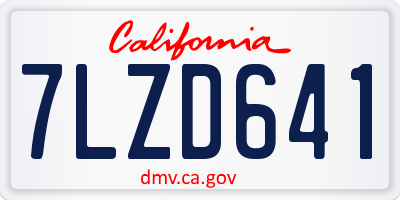 CA license plate 7LZD641