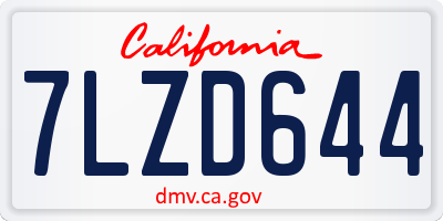 CA license plate 7LZD644