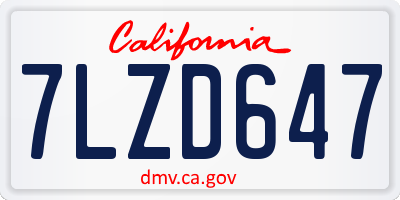CA license plate 7LZD647