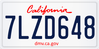 CA license plate 7LZD648