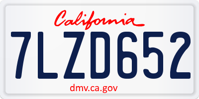 CA license plate 7LZD652