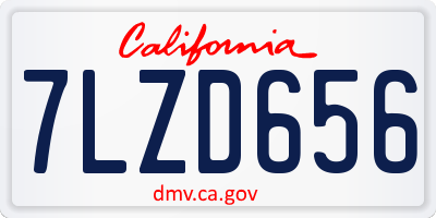 CA license plate 7LZD656