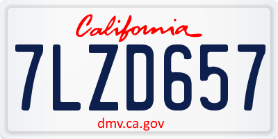 CA license plate 7LZD657