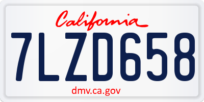 CA license plate 7LZD658