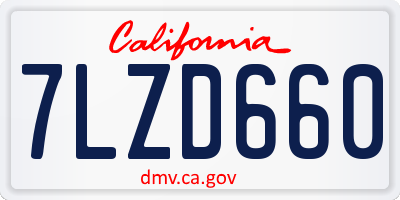 CA license plate 7LZD660