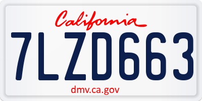 CA license plate 7LZD663