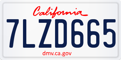CA license plate 7LZD665