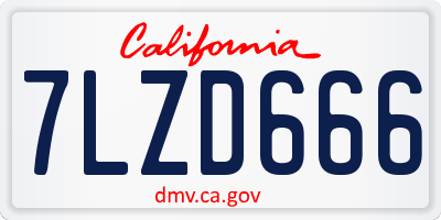 CA license plate 7LZD666