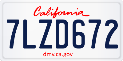 CA license plate 7LZD672