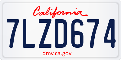 CA license plate 7LZD674