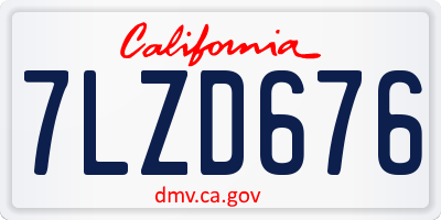CA license plate 7LZD676