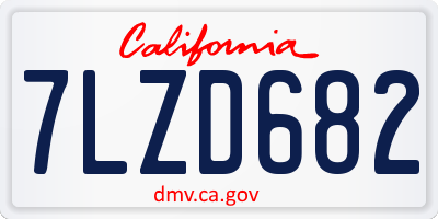 CA license plate 7LZD682