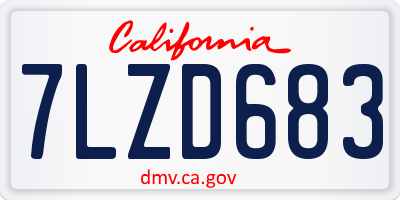 CA license plate 7LZD683