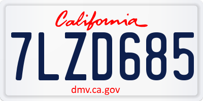 CA license plate 7LZD685