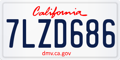 CA license plate 7LZD686