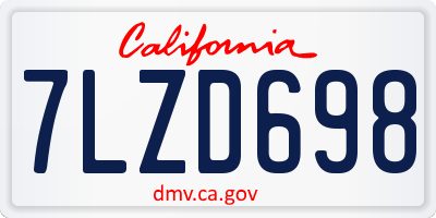 CA license plate 7LZD698