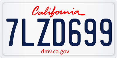 CA license plate 7LZD699