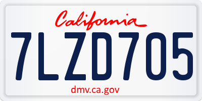CA license plate 7LZD705