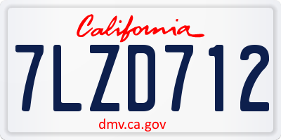 CA license plate 7LZD712