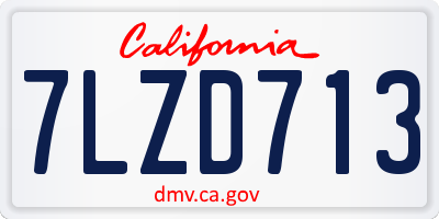 CA license plate 7LZD713