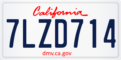 CA license plate 7LZD714