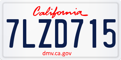 CA license plate 7LZD715