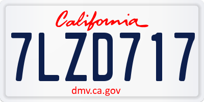 CA license plate 7LZD717