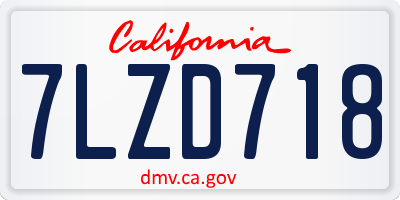 CA license plate 7LZD718
