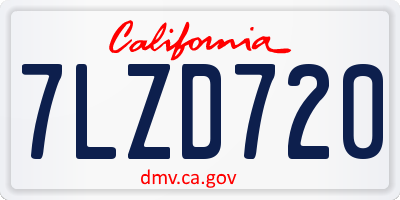 CA license plate 7LZD720