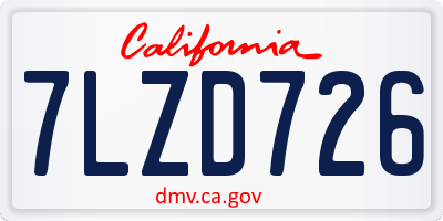 CA license plate 7LZD726