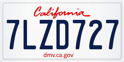 CA license plate 7LZD727