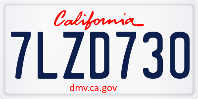 CA license plate 7LZD730