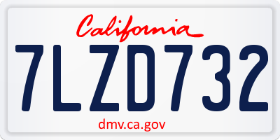 CA license plate 7LZD732