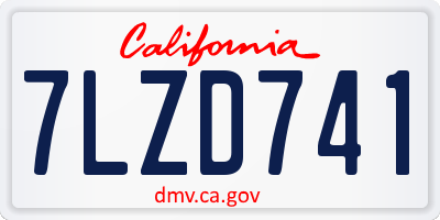 CA license plate 7LZD741