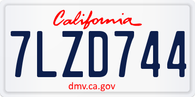CA license plate 7LZD744