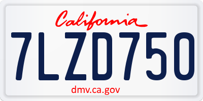 CA license plate 7LZD750