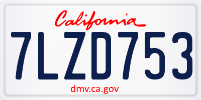 CA license plate 7LZD753