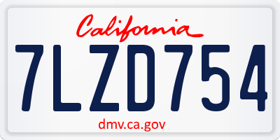CA license plate 7LZD754