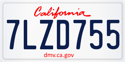 CA license plate 7LZD755