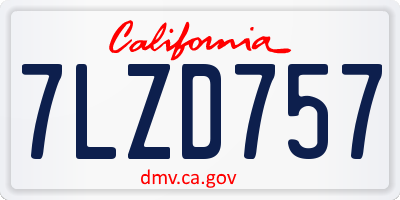 CA license plate 7LZD757