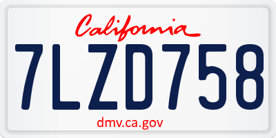 CA license plate 7LZD758