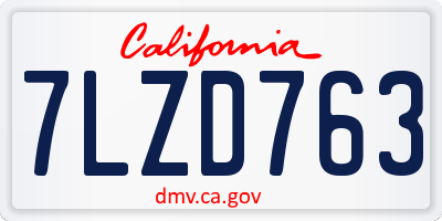 CA license plate 7LZD763