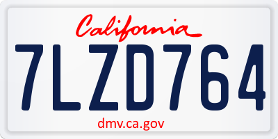 CA license plate 7LZD764