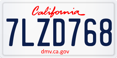 CA license plate 7LZD768